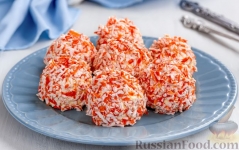 Закусочные шарики с крабовыми палочками, плавленым сыром, яйцами и чесноком 100г
